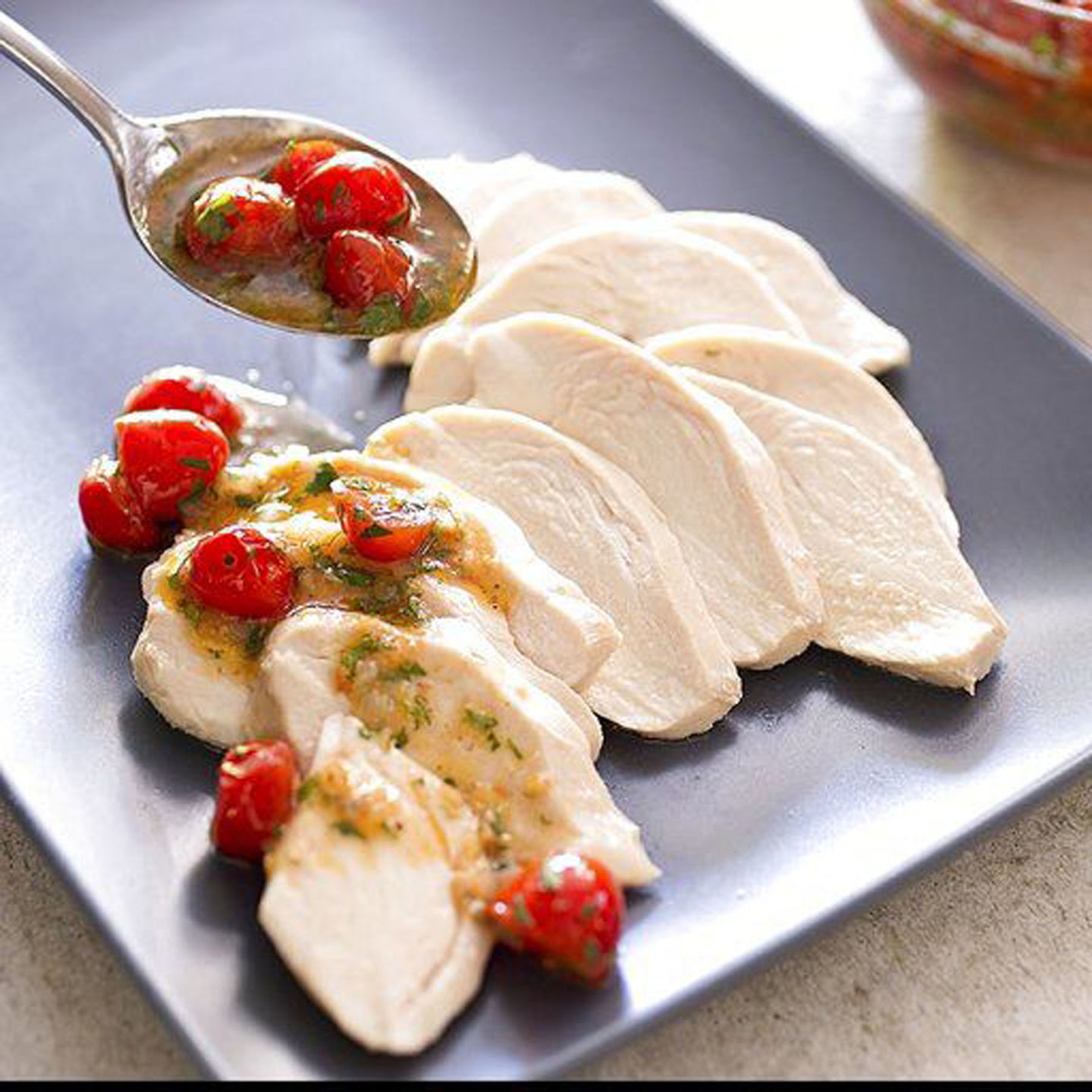 Poached chicken